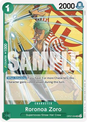 Roronoa Zoro OP07-034 Standard One Piece card